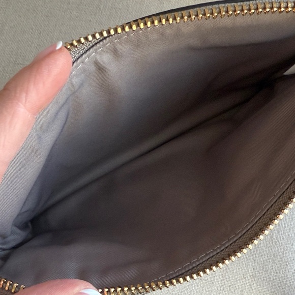 Tory Burch Taupe Wristlet with Logo